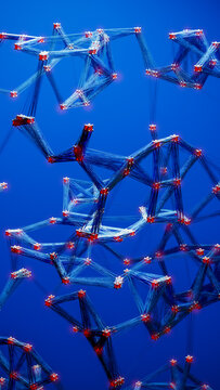 Explore connections in 3D technological abstract design with nodes
