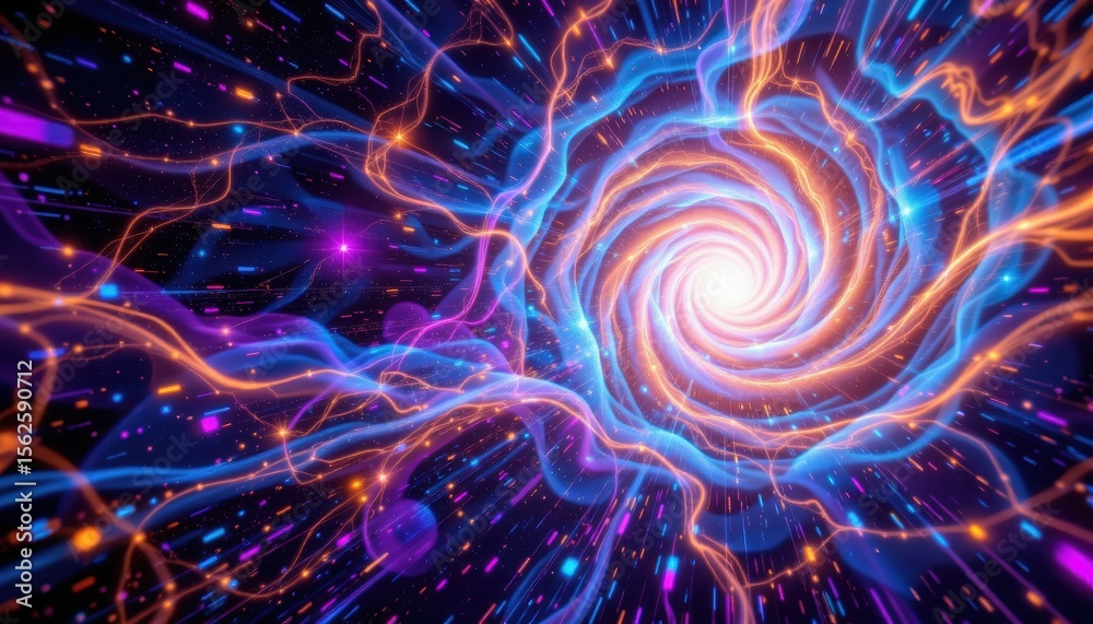 Wall mural vibrant abstract spiral vortex of light and energy creating a cosmic and dynamic atmosphere