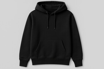 Premium black hoodie sweatshirt mockup with hood design details for fashion brand presentation