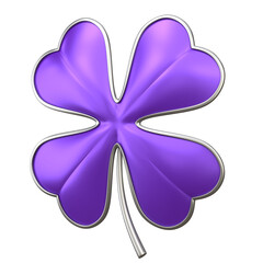 Purple four-leaf clover icon 3d render