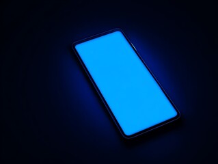 Smartphone with glowing blue screen