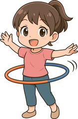 Obraz premium フラフープをする女の子のイラスト