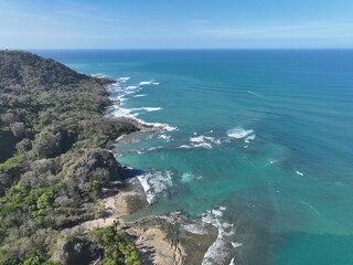Montezuma beach coastline, Costa Rica aerial view