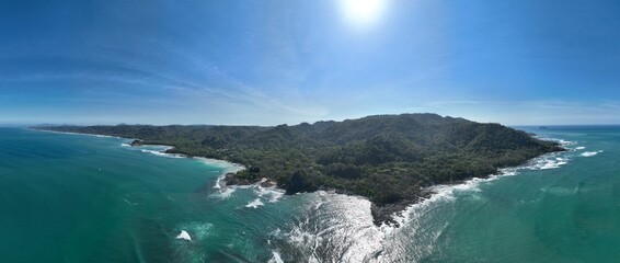 MalPais and Santa Teresa Beach, Costa Rica coastline panorama on a clear day