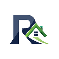 Modern Letter R Roofline Logo Design. Minimal Real Estate Branding Symbol, Elegant Property Icon, Sleek Architecture Vector Art