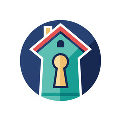 Keyhole Shaped House Logo Vector for Real Estate, Property Security, Safe Home, Secure Housing, Mortgage or Lock Services