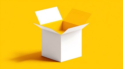 Open white box on yellow background