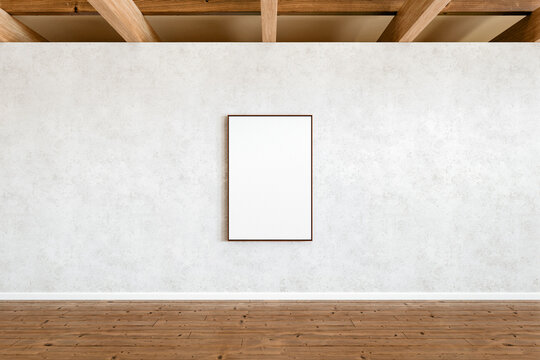 Blank Frame on Plastered Wall – Exhibition Mockup.