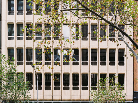 Modern building architecture with geometric patterns