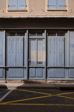 Shuttered Blue Facade