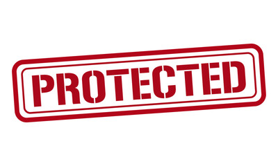 PROTECTED red stamp text vector, rubber stamp