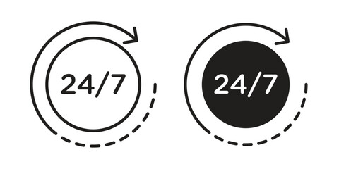 24 7 icon vector collection. vector stock symbol illustrations