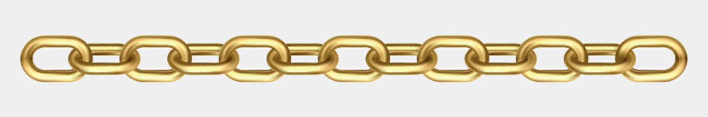Fototapeta premium Metal gold chain on white panoramic background - Vector illustration