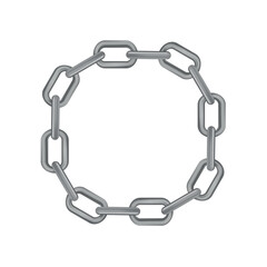 Metal realistic silver chain on white panoramic background - Vector illustration