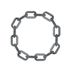 Metal realistic black chain on white panoramic background - Vector illustration