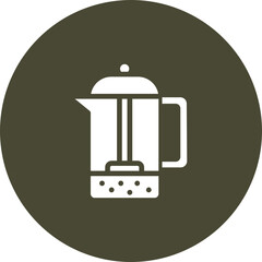 French Press Vector Icon Design