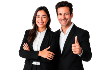 A happy business team in a professional, positive and successful pose.