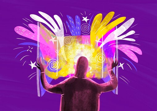 man open windows with magic view