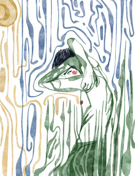Colorful abstract representation of a figure embracing their emotions 