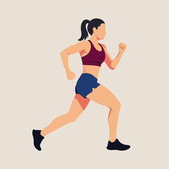 A stylized illustration of a woman jogging, showcasing her athletic form in motion.