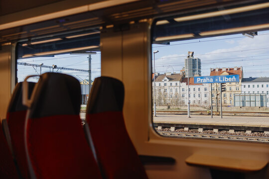 Train Window View of Praha-Libeň Station