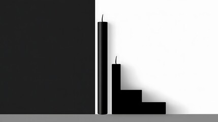 Black candles on monochrome background