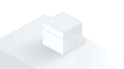 Blank white cube box on platform