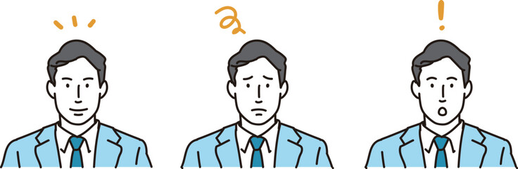 ビジネスパーソンの表情パターンのイラストアイコンセット