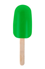 Yummy green ice cream on white background