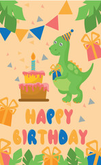 Festive web postcard with birthday greetings - Vector illustration
