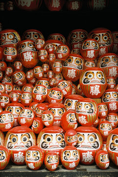 Colorful Daruma Dolls Display in Japan
