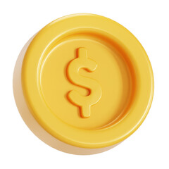 Singular coin in cash 3D illustration