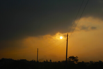 photo of sillhouette power line