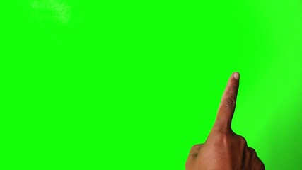 Fingers slide or swipe the screen. Green screen background