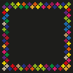 Diamond cross border. Colorful edge frame. Rainbow Vector outline. Bright mosaic band.