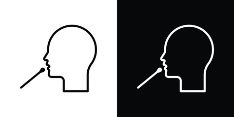Nasal swab icon symbol in thin line, outline and stroke style for apps
