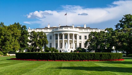 White House with American Flag in Daylight