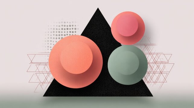 Playful pastel circles overlaid on abstract triangular grid background, minimal style with open copy space