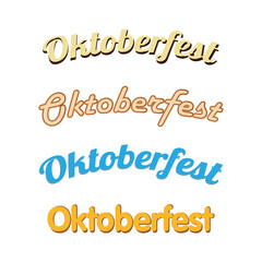 Vector set of 4 pcs inscriptions German Bavarian beer festival Oktoberfest - illustration