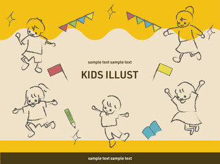 バナーに使える子どものイラスト素材｜元気に遊ぶ子供たち