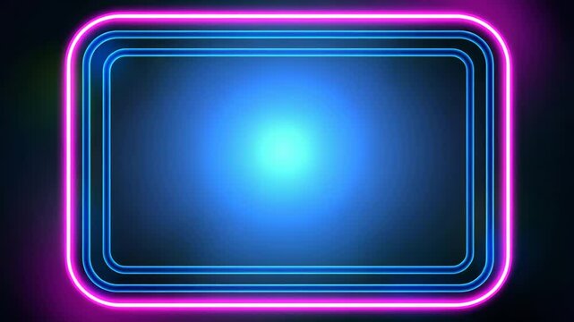Gen-4 Turbo A 3D vector render featuring a glowing square with rounded corners, illuminated by pink and blue neon lights against a dark, abstract cosmic backdrop&mdash;blending futuristic aesthetics with vi