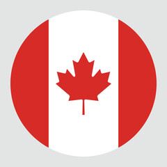 Circular flag of Canada with a grey background , Canda Round flag , vector design and digital illustration
