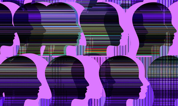 Glitch Illustration with Lilac Blocks of Color