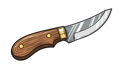 Obraz premium Hunting Knife Illustration with Wooden Handle and Steel Blade for Outdoor Adventures and Survival