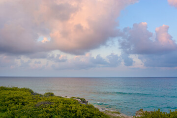 The coastline of the Caribbean Sea with white sand and rocks