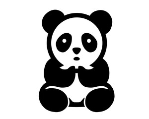 panda silhouette, black panda vector illustration, isolated icon on white background
