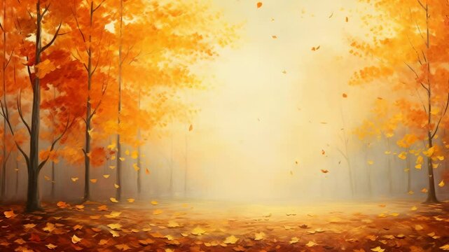 Gen-4 Turbo A banner featuring a captivating background, adorned with falling leaves in warm hues of orange, red, and gold, set against a soft, natural landscape&mdash;evoking the cozy, nostalgic atmosphere