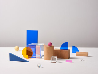 Abstract Composition of Colorful Shapes with stylish props
