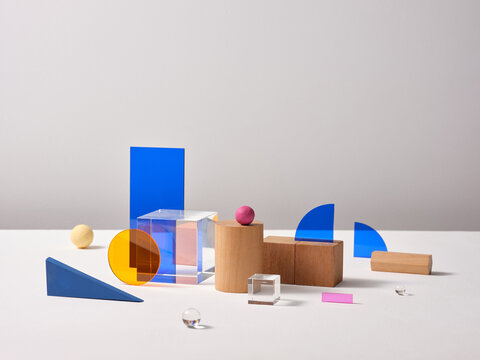 Abstract Composition of Colorful Shapes with stylish props