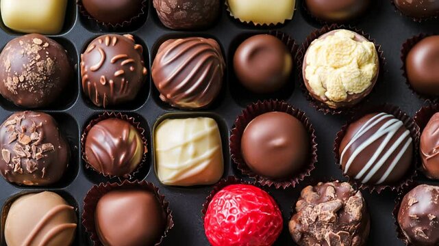 chocolate candies in a box